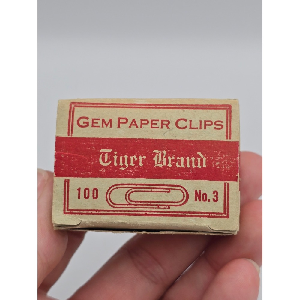 Tiger Brand Gem Paper Clips No 3 Vintage Office Supplies 100 Count